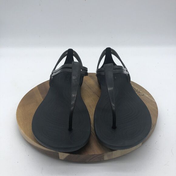 Crocs Isabella Sandals Womens 8 Black Jelly Strappy Summer Cruise Comfort Shoes - Picture 2 of 10